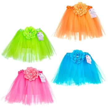 Girl's Neon Pop Color Flower Skirt