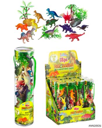18 PC. Toy Dinosaurs w/ Retail Display & Carrying Case