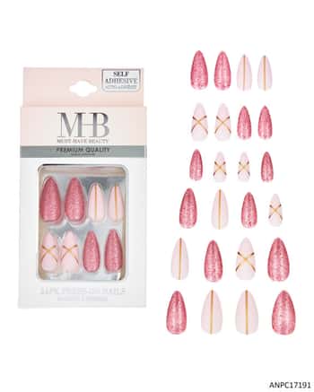MHB (Must Have Beuaty) Premium Almond Shaped Glitter Faux Nails - 24-Pack