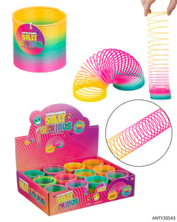 Silly Coil Spring Toys w/ Retail Display - Ombre Rainbow