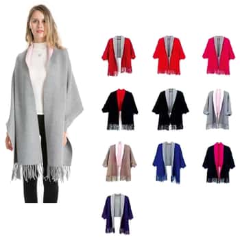 Women's Premium Cardigan Shawls w/ Tasseled Trim - Assorted Colors