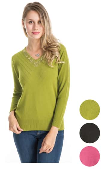 Women's Sweaters w/ V-Neck - Assorted Colors