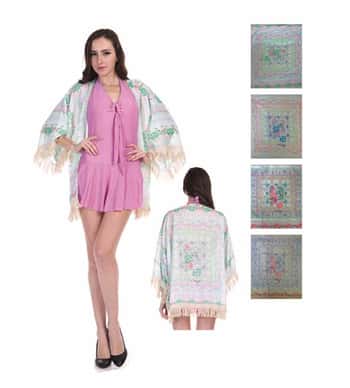 Ladies Chiffon Shawl Cover-Ups - Quilt Prints - Assorted Colors