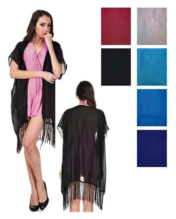 Ladies Chiffon Shawl Cover-Ups - Solid Colors - Assorted Colors