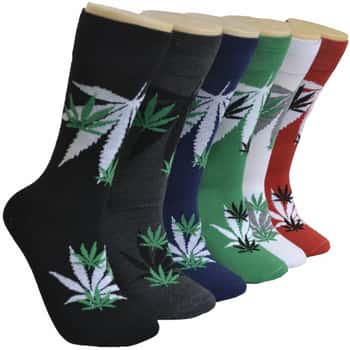 Men's Novelty Crew Socks - Marijuana Print - Size 10-13