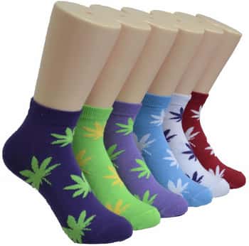 Women's Low Cut Novelty Socks - Marijuanna Print - Size 9-11
