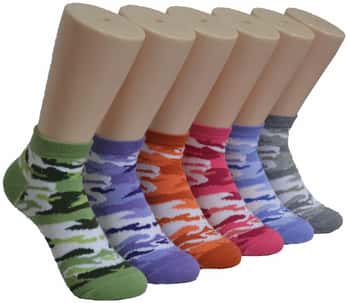 Women's Low Cut Novelty Socks - Two Tone Camo Print - Size 9-11