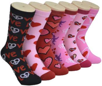 Valentine's Day Crew Socks - Heart Print - Size 9-11