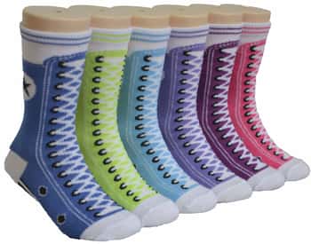 Boy's & Girl's Novelty Crew Socks - Colorful Sneaker Print - Size 4-6