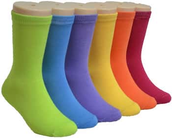 Boy's & Girl's Novelty Crew Socks - Solid Colors - Size 4-6