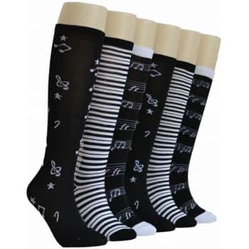Women's Novelty Knee High Socks - Music Print -  Size 9-11