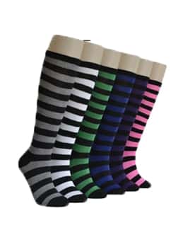 Women's Novelty Knee High Socks - Striped Prints - Size 9-11