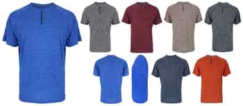 Men's Performance Melange Henley T-Shirts - Choose Your Color(s)