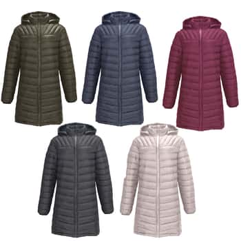 Women's Long Fleece Lined Puffer Jackets w/ Waterproof Cargo Zippers - Choose Your Color(s)