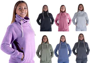 Women's Fleece Lined Pullover Hoodies w/ Cowl Neck - Choose Your Color(s)
