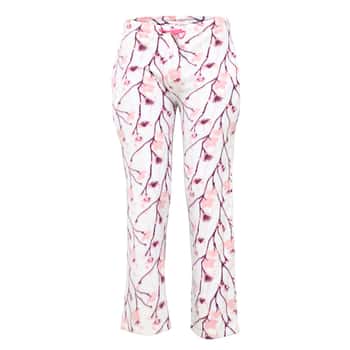 Women's Fleece Pajama Pants w/ Cherry Blossom Flower & Stem Print - Size Small-2XL