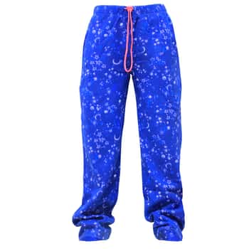 Women's Fleece Pajama Pants w/ Night Sky & Moon Print - Size Small-2XL