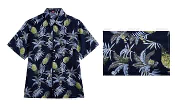 Men's Plus-Size Printed Button-Down Hawaiian Short Sleeve Shirt w/ Pineapple Print