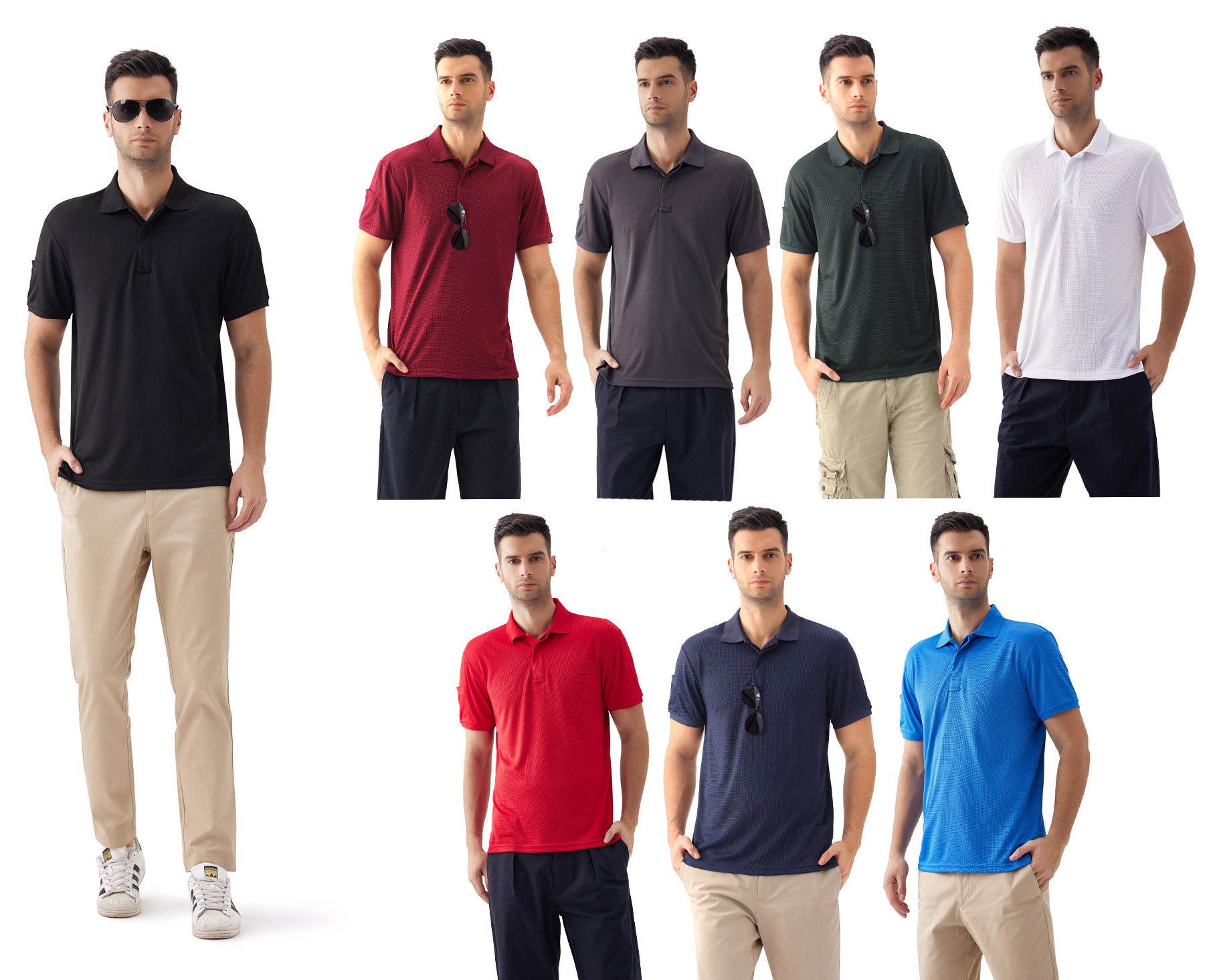 men's waffle knit polo shirt