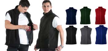 Men's Fleece Zip-Up Vest w/ Cargo Zipper Pockets - Choose Your Color(s)