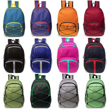 17" Two Tone Bungee Backpacks - Assorted & Neon Colors