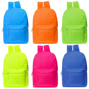 17" Children's Lightweight Classic Style Backpacks - Neon Colors