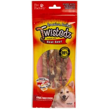 Dog Treats Beef Meat Wrap 4pk5in Twistedz Sticksamerican Beefhide #27684