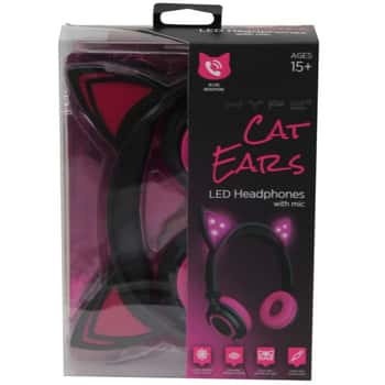 HYPE Cat Ear LED Headphones with Mic in Pink