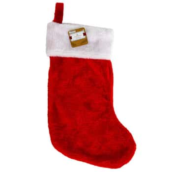 Stocking Deluxe Plush Red W/white Cuff 18in Xmas Ht/j-hook