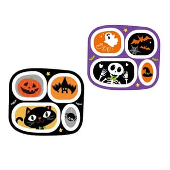 Dinnerware Kids Halloween 4ast Melamine 4-section Rectangle Plate/48pc Pdq 9.5 X 8.5in