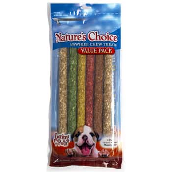 Dog Rawhide Chew Treats 6pk 12 Inch Assorted Sticks Ref #4966