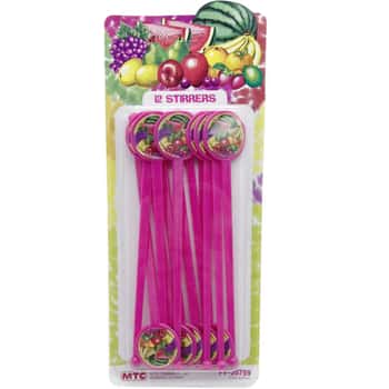 12 Piece Tropical Fruits Drink Stirrers