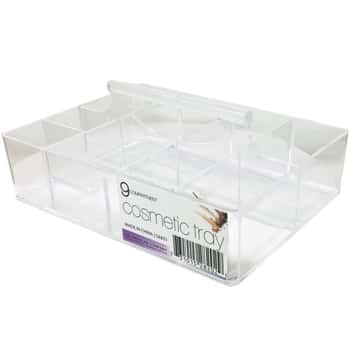 9 Compartment Acrylic Cosmetic Organizer with Carrying Handle