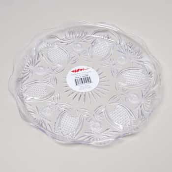 Clear Round Tray 13.5 Inch Cutglass Look In Pdq 280g #104