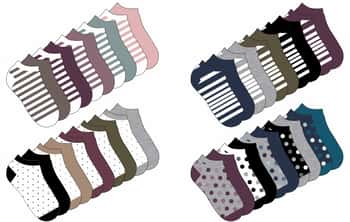 Women's Low Cut Socks - Stripes & Dots Prints - 3-Pair Packs - Size 9-11