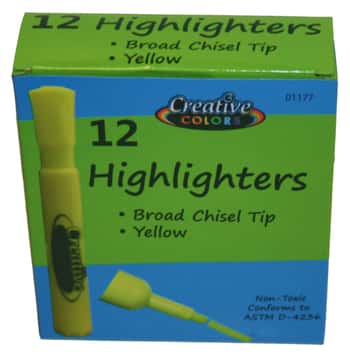 Yellow Broad Chisel Tip Highlighters