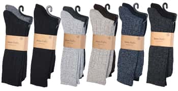 Men's Wool Blend Marled Ribbed Knit Thermal Boot Socks - Size 10-13 - 2-Pair Packs