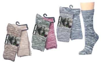 Women's Space Dye Ribbed Knit Thermal Boot Socks w/ Slouch Cuff - Size 9-11 - 2-Pair Packs