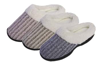 Women's Chenille Clog Bedroom Slippers w/ Sherpa Trim & Soft Footbed - Choose Your Size(s)