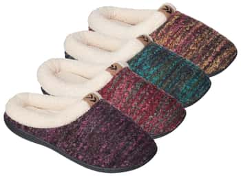 Women's Chenille Knit Clog Slippers w/ Sherpa Lining