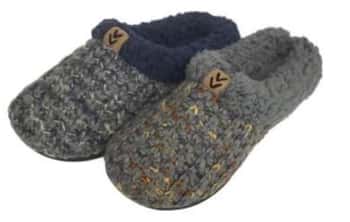 Women's Cable Knit Clog Slippers w/ Sherpa Trim & Patch Embellishment - Choose Your Size(s)