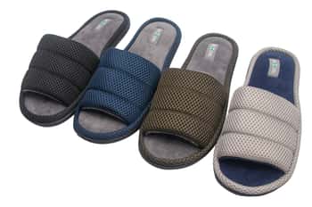 Men's Ribbed Slide Bedroom Slippers w/ Soft Footbed - Choose Your Size(s)