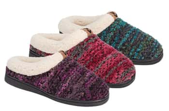 Girl's Knit Clog Slippers w/ Sherpa Trim