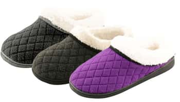 Girl's Quilted Clog Slippers w/ Sherpa Trim