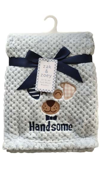30" x 40" Embroidered Applique Baby Blankets - Hansome Bear Print