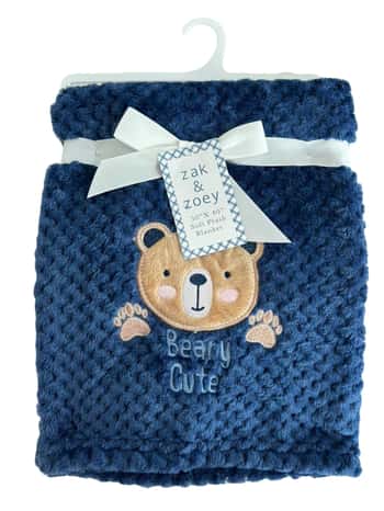 30" x 40" Embroidered Applique Baby Blankets - Bear Print