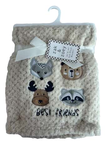 30" x 40" Embroidered Applique Baby Blankets - Forest Animal