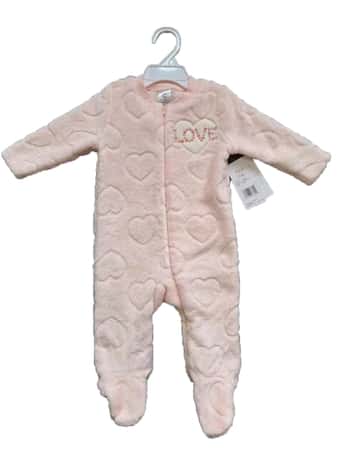 260 GSM Textured Coral Fleece Baby's Onesies w/ Embroidered Applique - 0-9M - Love Patch
