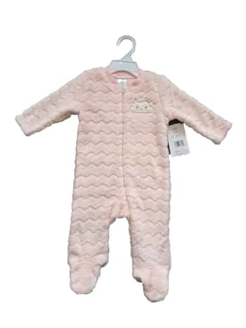 260 GSM Textured Coral Fleece Baby's Onesies w/ Embroidered Applique - 0-9M - Night Cloud Patch