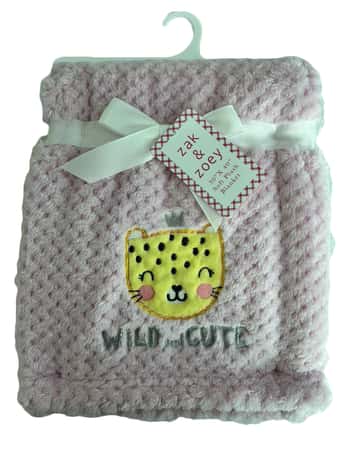31 x 40 Embroidered Applique Baby Blankets - Cheetah Print
